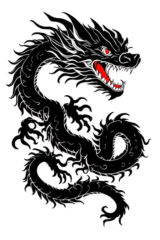 gibbon and dragon intertwined tattoo design idea