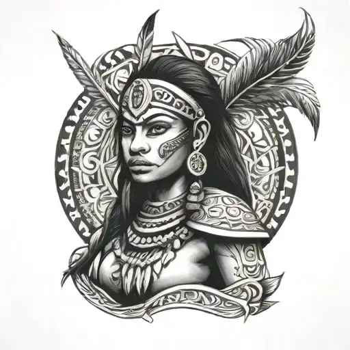 Taino Woman Warrior tattoo design idea