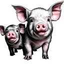 MOM Pig 3 baby pigs tattoo design idea