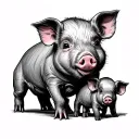 MOM Pig 3 baby pigs tattoo design idea