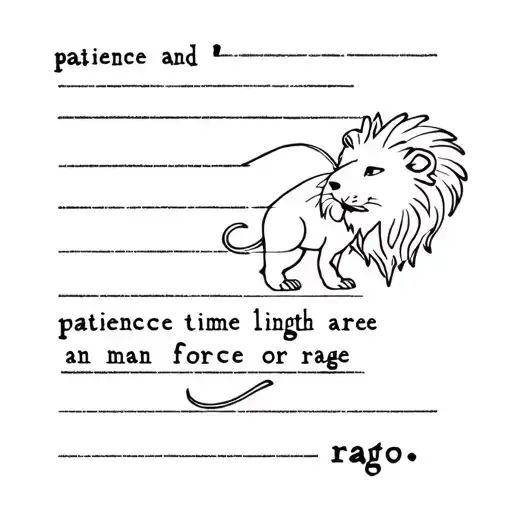 rat and lion with the words: patience and time length are more than force or rage. tattoo design idea