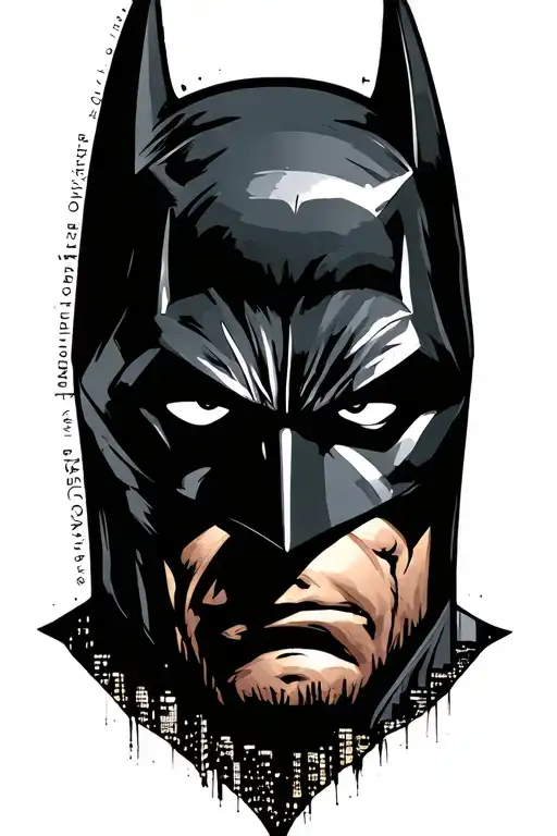 Batman symbol with nyc skyline and Madison square garden inside small  tattoo design idea