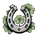 Horseshoe with four leaf clovers tattoo design idea