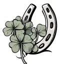 Horseshoe with four leaf clovers tattoo design idea