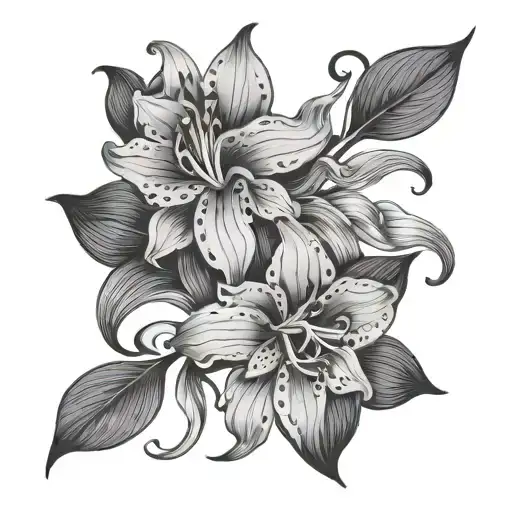 rose lily African Violet flower intertwined tattoo design idea