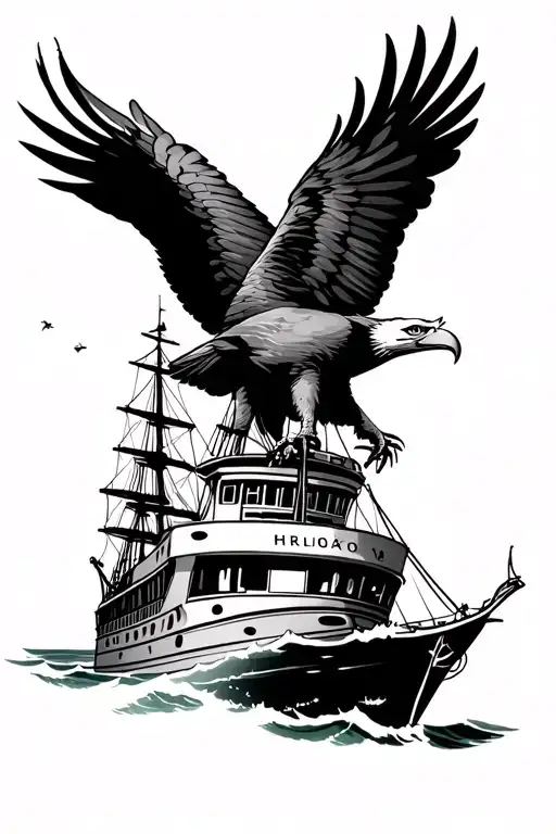 ship Philippines American eagle perched on top tattoo design idea