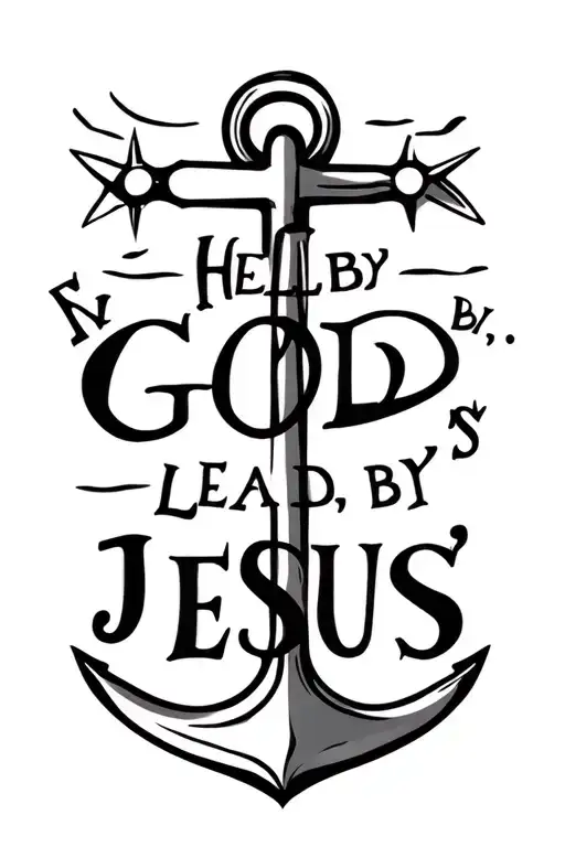 "Held by God, Lead by Jesus " anchor and a compass tattoo design idea