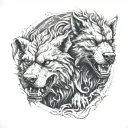 angry cerberus in hell hound tattoo design idea