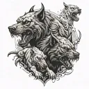 angry cerberus in hell hound tattoo design idea
