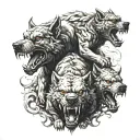 angry cerberus in hell hound tattoo design idea