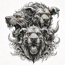 angry cerberus in hell hound tattoo design idea