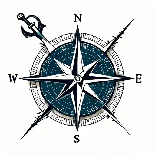 The Compass & Anchor Hybrid• 	Realistic compass (direction, legacy, leadership) entwined with an anchor (resilience tattoo design idea