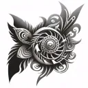 An abstract design of a turbo spinning with intricate patterns, symbolizing speed and precision tattoo design idea