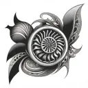 An abstract design of a turbo spinning with intricate patterns, symbolizing speed and precision tattoo design idea
