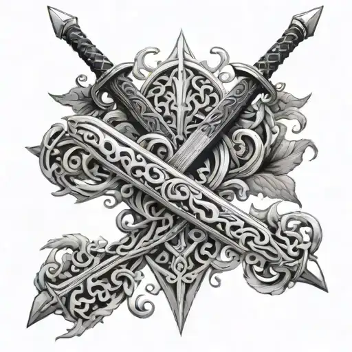 back tattoo sword wrapped with vines tattoo design idea
