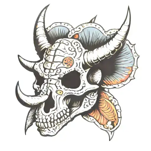 triceratops skull tattoo design idea
