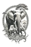 Africa continent with elphant unk, spirituality surrounded by kindness tattoo design idea
