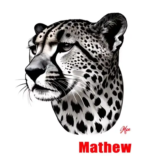 cheetah print with name matthew red ink tattoo design idea