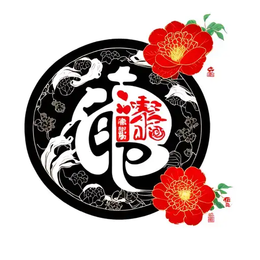 Chinese symbol love harmony luck prosperity  tattoo design idea