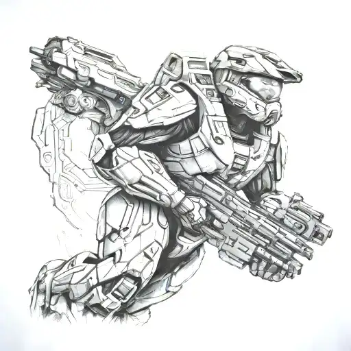 halo master chief Unstoppable tattoo design idea