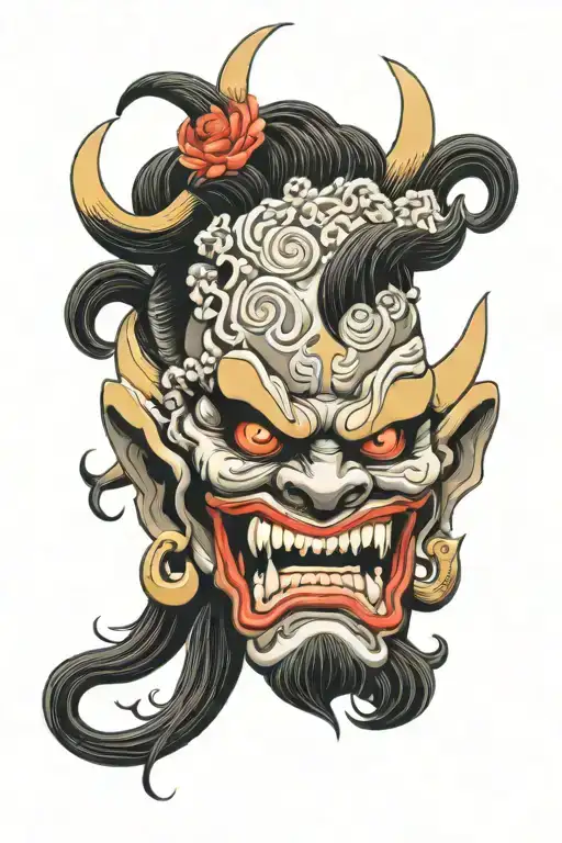 japanese oni mask tattoo design idea