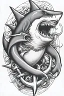 shark biting an anchor  tattoo design idea
