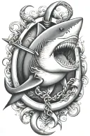 shark biting an anchor  tattoo design idea