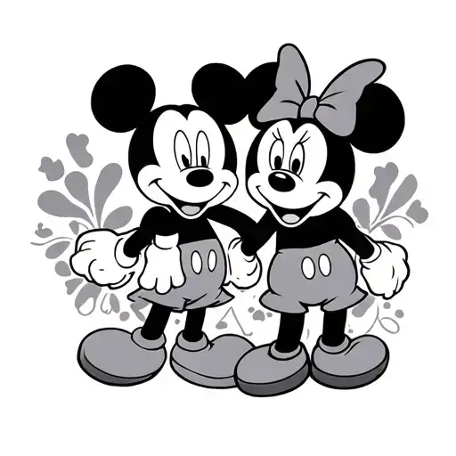 mickey and minnie mouse got your back tattoo design idea