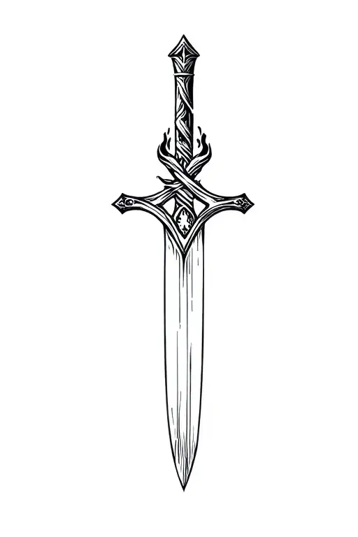paws on sword cross intertwined tattoo design idea