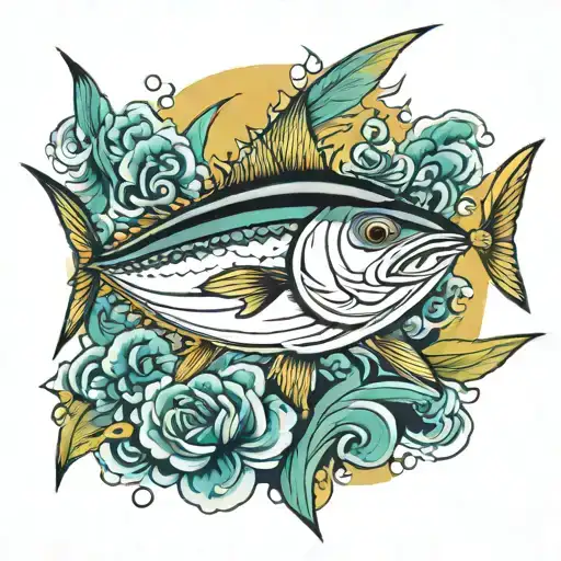 yellewfin tuna swimming tattoo design idea