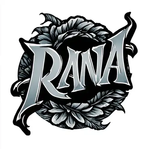 "RANA" ocean font left to right forearm tattoo design idea