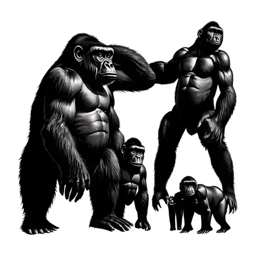 Gorilla Family tattoo design idea