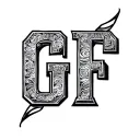 "GF" cattle brand tattoo design idea