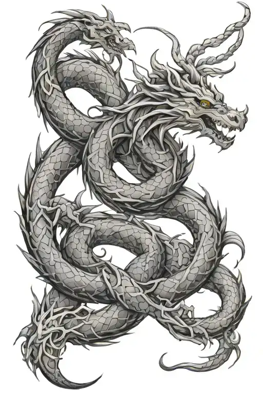 mythical dragon intertwined tattoo design idea