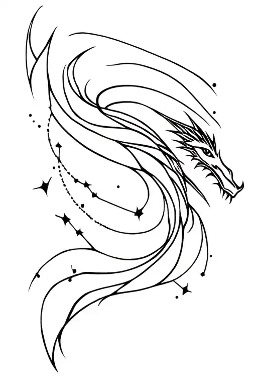 combining the Sagittarius constellation with a flowing tribal dragon tattoo design idea