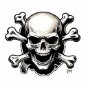 skull crossbones no shading no shadows projected mouth open tattoo design idea