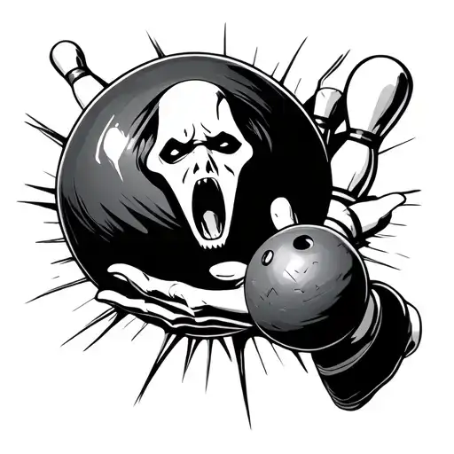 scream Ghostface holding bowling ball tattoo design idea