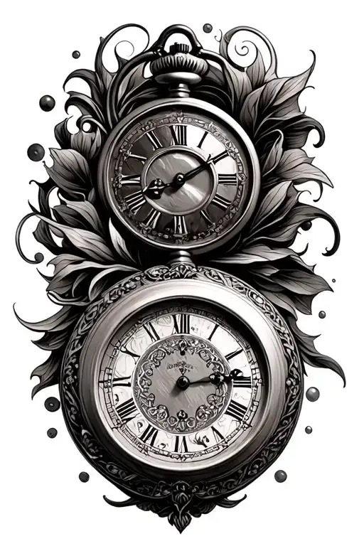 pocket watch with open face tattoo design idea