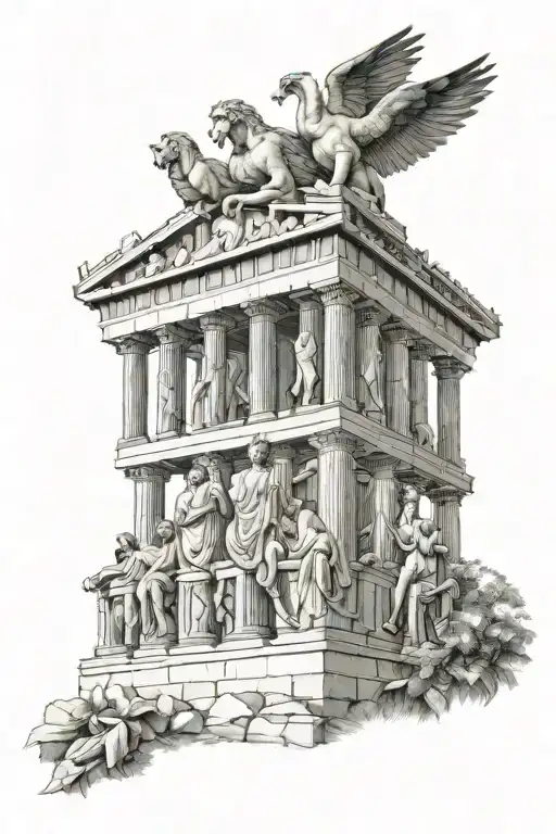 capricon sympols and parthenon tattoo design idea