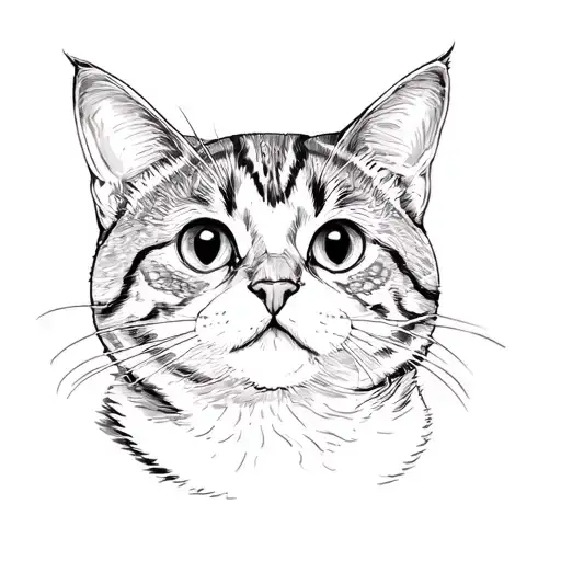 timeline tabby cat with white paws tattoo design idea