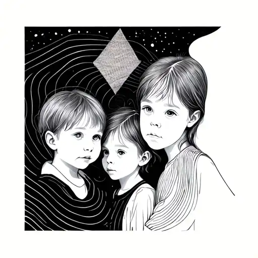 6 children 1 girl 5 boys tattoo design idea