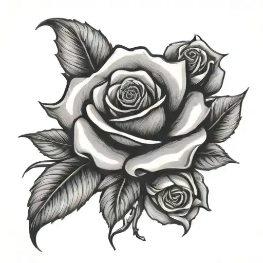 cross and rose tattoo design idea