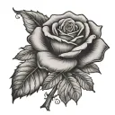 cross and rose tattoo design idea