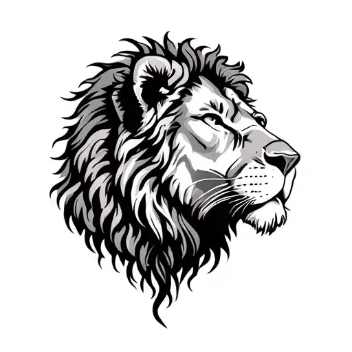 lion head in front of willow tree tattoo design idea