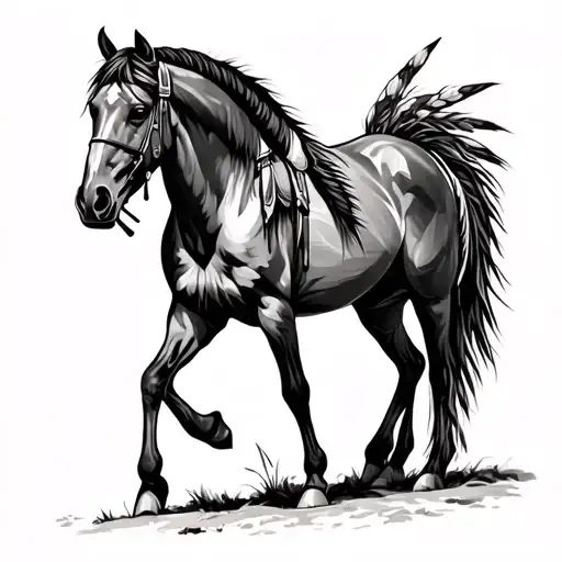 Native American war horse tattoo design idea