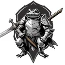 frog in crusader armor holding a sword tattoo design idea