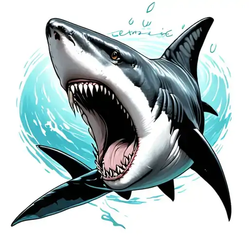 Great White Shark with psalms 91:11 king Jim's version tattoo design idea