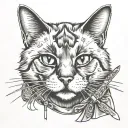 Siamese cat samurai full size tattoo design idea