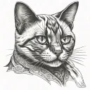 Siamese cat samurai full size tattoo design idea