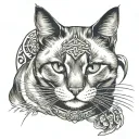 Siamese cat samurai full size tattoo design idea